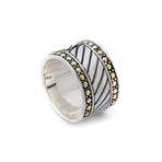 Slanted Bar Design Wide Band Ring (Size 9)