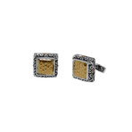 Hammered Gold Square Cuff Links