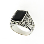 Emerald Cut Black Onyx Ring (Size 9)