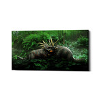 Dueling Styracosaurus (24"W x 12"H x 1.25"D)