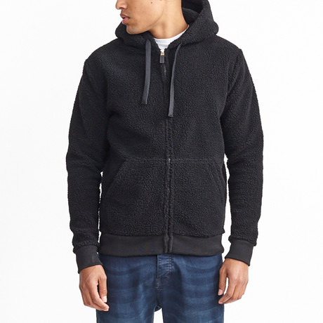 Shaun // Zip-up Sherpa Hoodie // Black (S)