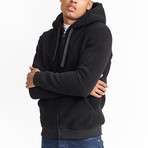 Shaun // Zip-up Sherpa Hoodie // Black (S)