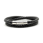 Lucky Black Leather Bracelet (6.5"L)