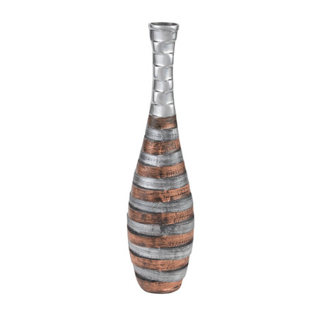 Trio-Tone Striped Elongated Bottle Vase