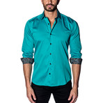 Woven Button-Up // Teal (M)