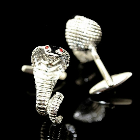 Exclusive Cufflinks + Gift Box // Silver Snakes (OS)