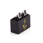 Carbon Fiber Square Cufflinks + Gift Box // Silver + Black