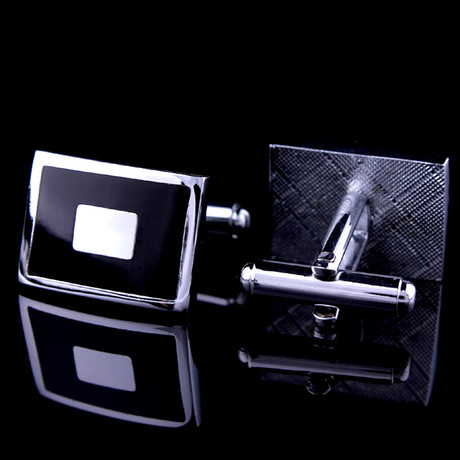 Exclusive Cufflinks + Gift Box // Black + Silver Squares (OS)