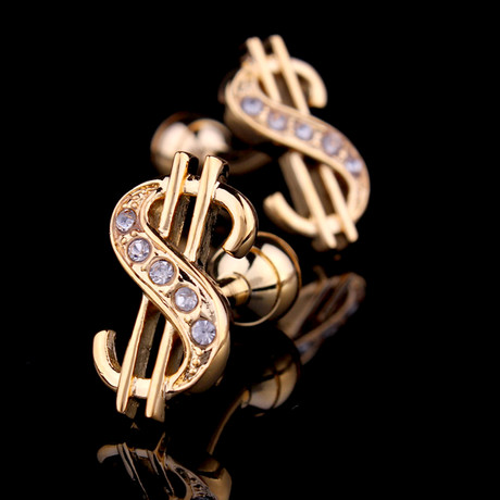 Exclusive Cufflinks + Gift Box // Gold Dollar Signs