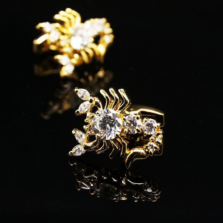 Exclusive Cufflinks + Gift Box // Gold Big Diamond Scorpions (OS)