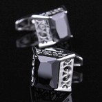 Exclusive Cufflinks + Gift Box // Silver Big Square Black
