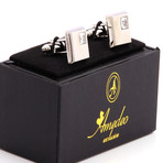 Exclusive Cufflinks + Gift Box // Silver Small White Square