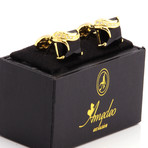 Exclusive Cufflinks + Gift Box // Gold + Black Squares