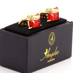 Exclusive Cufflinks + Gift Box // Exclusive Gold + Red Squares