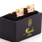 Exclusive Cufflinks + Gift Box // Exclusive Gold + Pink Squares