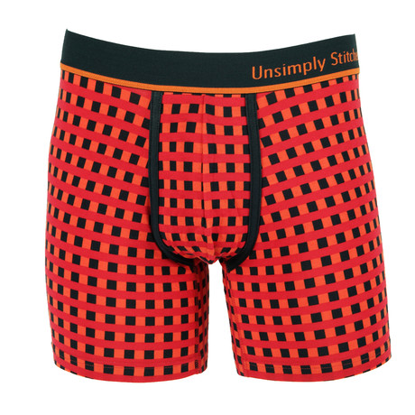 Plaid Boxer Brief // Red + Orange + Navy (S)