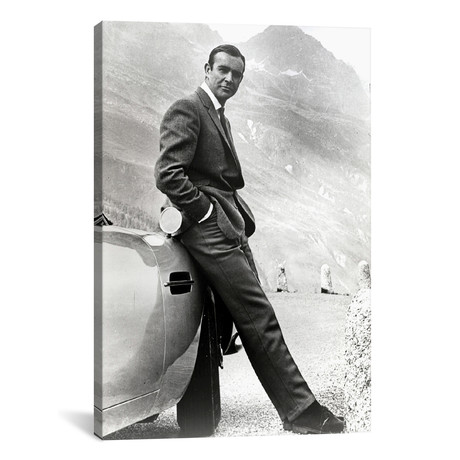 Sean Connery Leaning On A Car In Goldfinger