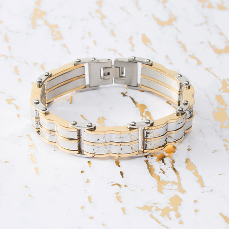 Brooklyn Exchange Men's Bracelet // Gold + Silver Link