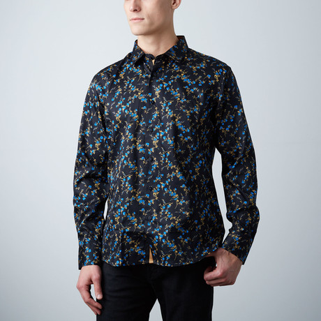 Premium Style Slim Button Down Shirt // Black Royal (S)