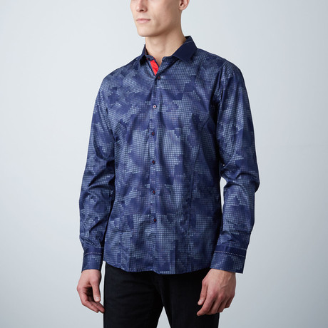 Premium Style Slim Button Down Shirt // Camo Navy (S)