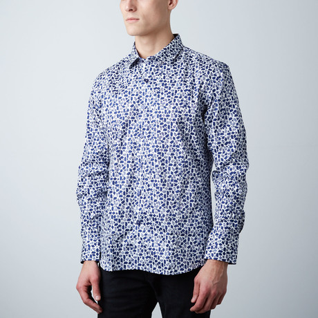Premium Style Slim Button Down Shirt // Shattered Navy (S)