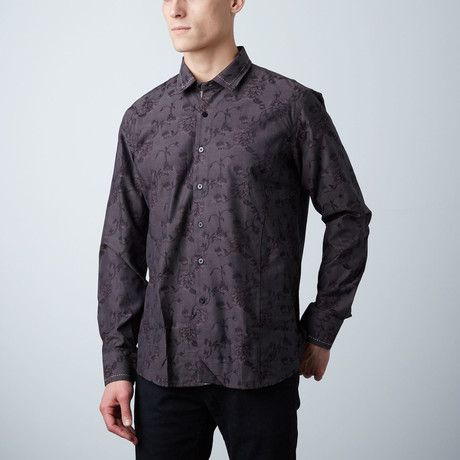 Premium Style Slim Button Down Shirt // Shadow Black (S)