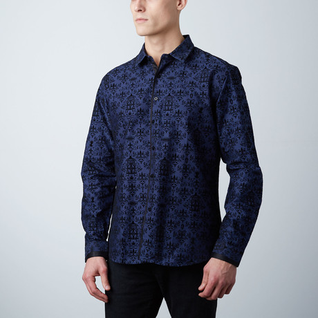 Premium Style Slim Button Down Shirt // Navy (S)