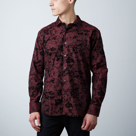 Premium Style Slim Button Down Shirt // Black Wine (S)