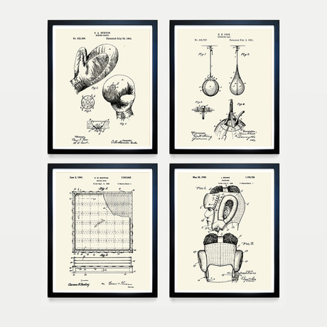 Boxing Patent Collection // 4 Print Set // Warm Toned (8"W x 10"H)