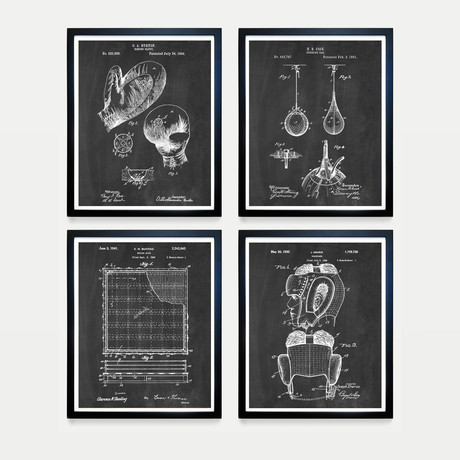 Boxing Patent Collection // 4 Print Set // Chalkboard (8"W x 10"H)