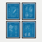 Climbing Patent Collection // 4 Print Set // Blueprint (8"W x 10"H)