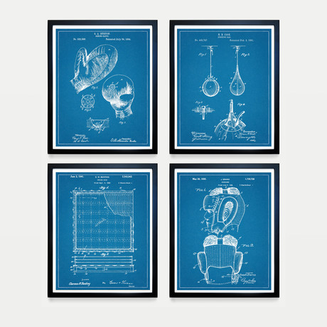 Boxing Patent Collection // 4 Print Set // Blueprint (8"W x 10"H)