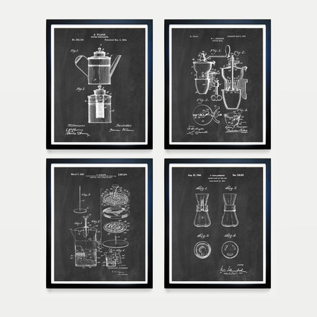 Coffee Patent Collection // 4 Print Set // Chalkboard (8"W x 10"H)