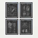 Climbing Patent Collection // 4 Print Set // Chalkboard (8"W x 10"H)