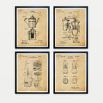 Coffee Patent Collection // 4 Print Set // Antique Paper (8"W x 10"H)