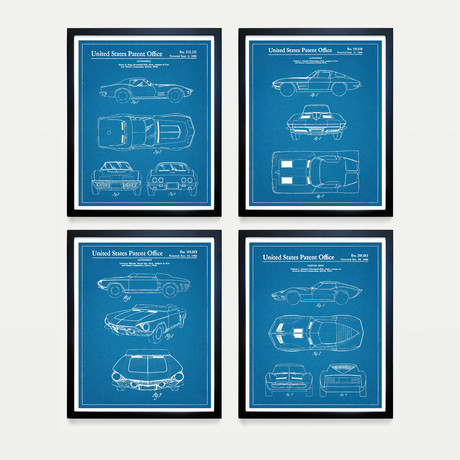 Corvette Patent Collection // 4 Print Set // Blueprint (8"W x 10"H)