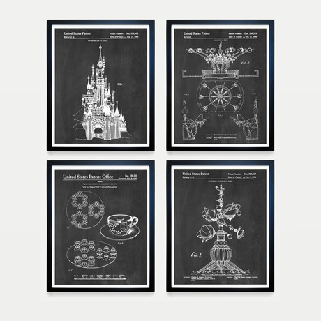 Disney Patent Collection // 4 Print Set // Chalkboard (8"W x 10"H)