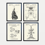 Disney Patent Collection // 4 Print Set // Warm Toned (8"W x 10"H)