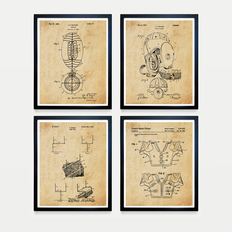 Football Patent Collection // 4 Print Set // Antique Paper (8"W x 10"H)