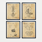 Football Patent Collection // 4 Print Set // Antique Paper (8"W x 10"H)