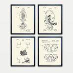 Football Patent Collection // 4 Print Set // Warm Toned (8"W x 10"H)