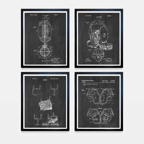Football Patent Collection // 4 Print Set // Chalkboard (8"W x 10"H)