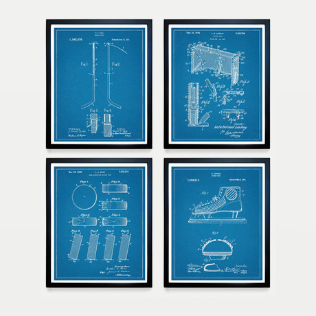 Hockey Patent Collection // 4 Print Set // Blueprint (8"W x 10"H)