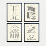 Hockey Patent Collection // 4 Print Set // Warm Toned (8"W x 10"H)