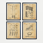 Hockey Patent Collection // 4 Print Set // Antique Paper (8"W x 10"H)