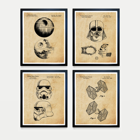 Star Wars Empire Patent Collection // 4 Print Set // Antique Paper (8"W x 10"H)