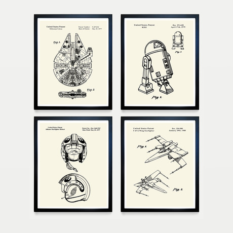 Star Wars Rebel Patent Collection // 4 Print Set // Warm Toned (8"W x 10"H)