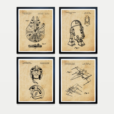 Star Wars Rebel Patent Collection // 4 Print Set // Antique Paper (8"W x 10"H)
