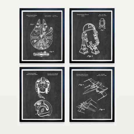 Star Wars Rebel Patent Collection // 4 Print Set // Chalkboard (8"W x 10"H)