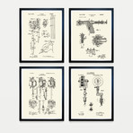 Tattoo Patent Collection // 4 Print Set // Warm Toned (8"W x 10"H)